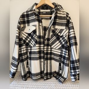 Zara plaid wool blend shacket